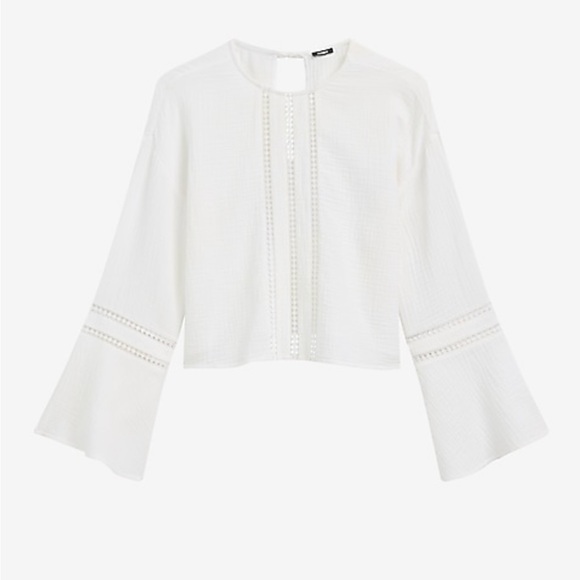 Express White Crewneck with Bell Sleeves - Picture 3 of 4